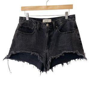Abercrombie & Fitch 28/6 Mid Rise Boyfriend Short Curve Love Faded Black Denim